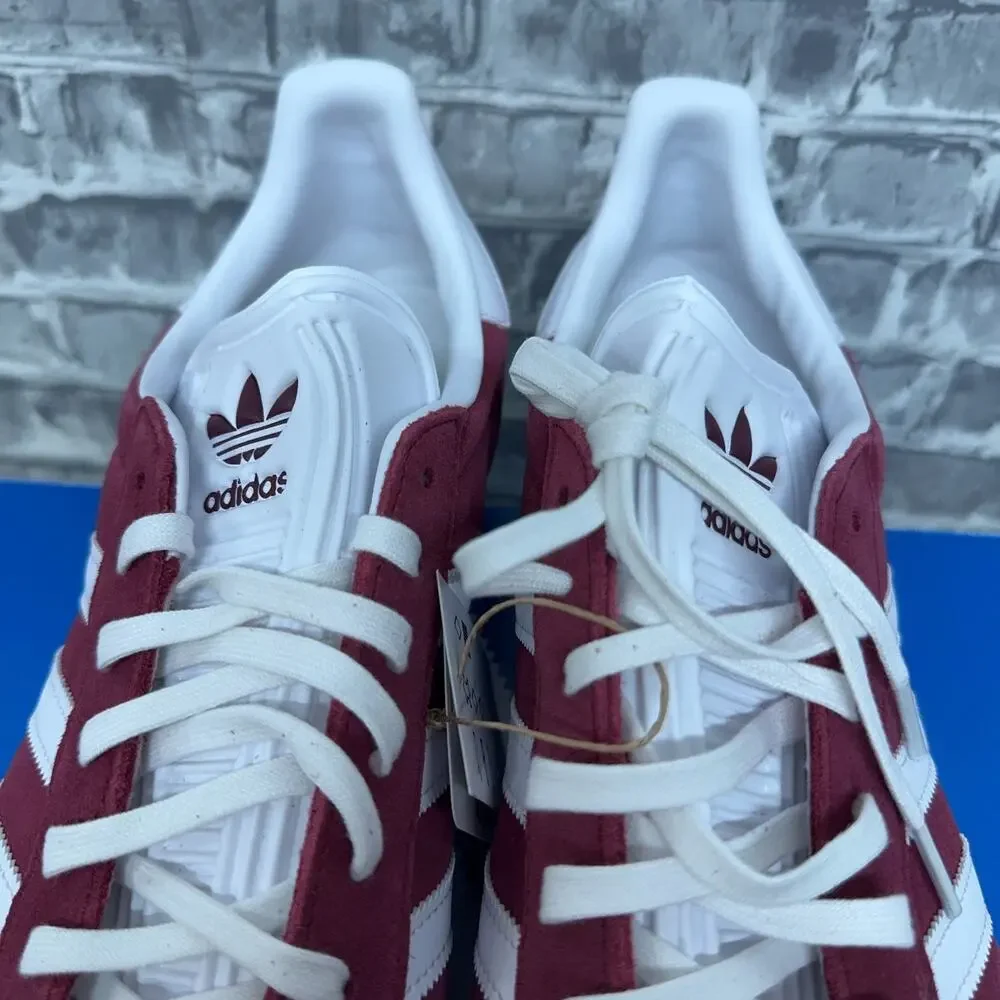Adidas Gazelle Collegiate Burgundy Red White Sneakers B41645 Mens Size 12 New